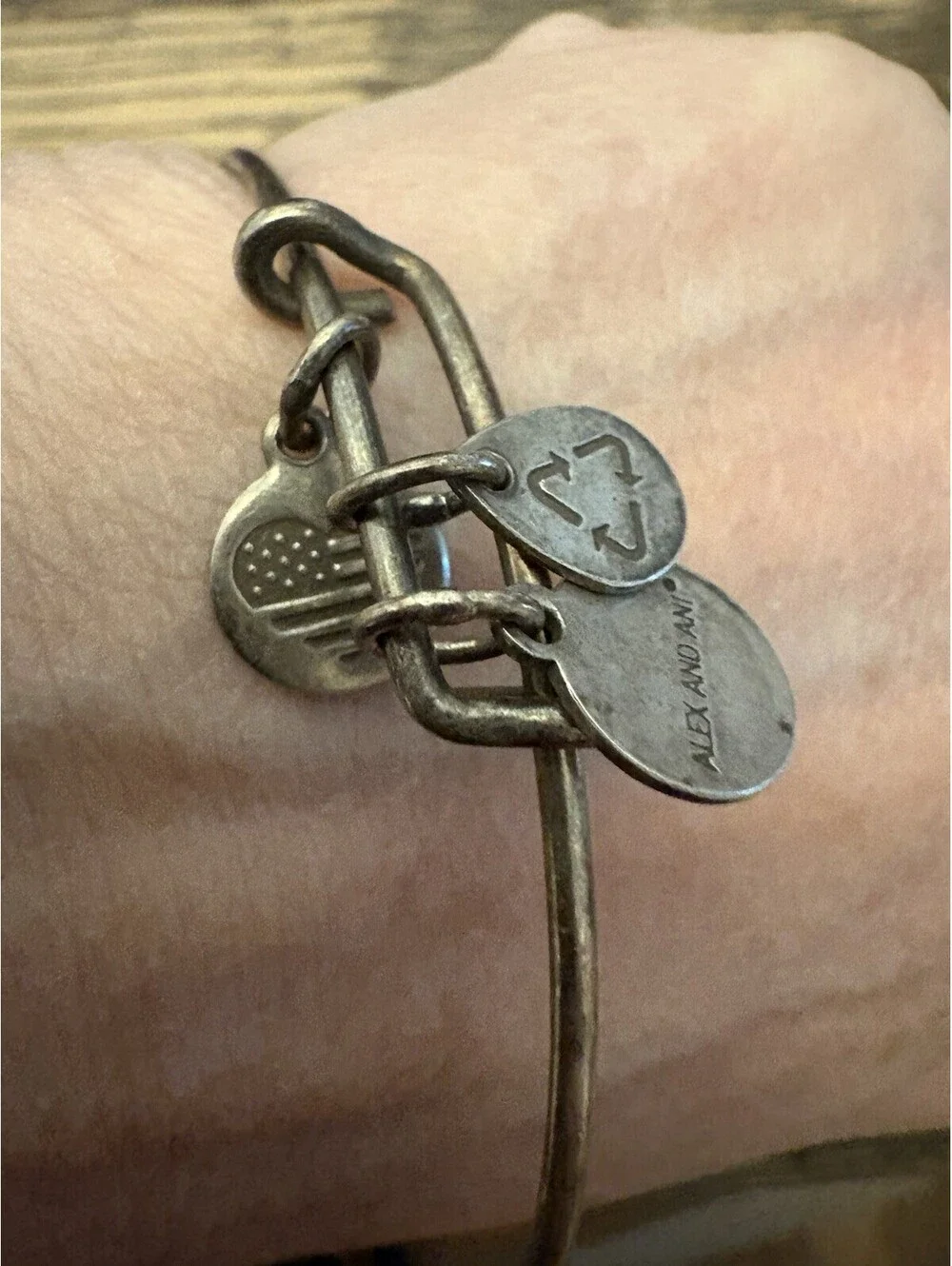 Alex And Ani Cross  bracelet With Flag Heart  Infused With Energy